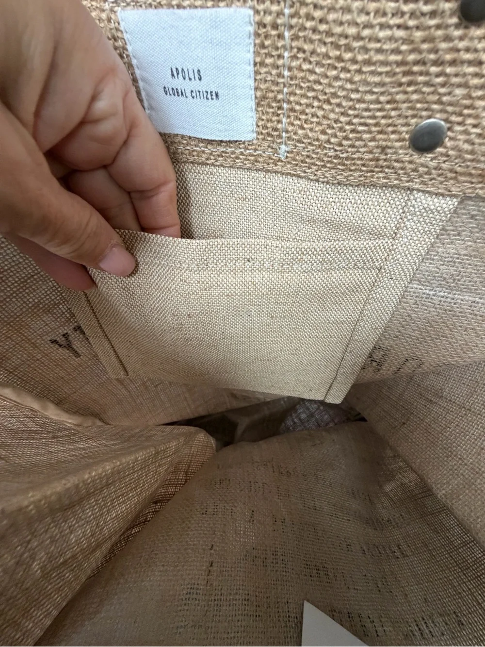 Apolis Global Citizen “Cornell University”  Burlap Tote with Leather Handles